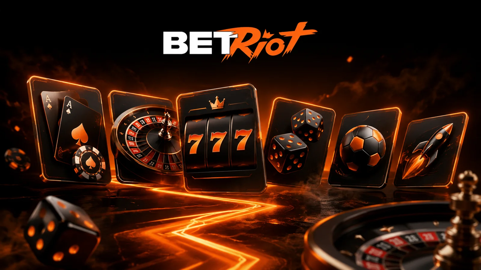 BetRiot Casino Spielangebot — Slots, Roulette, Tischspiele, Würfel und Sport im Portfolio